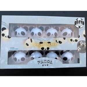 Pink Sky Kawaii Panda LED String Lights 8ft Battery Powered 8 Panda Lights NIB